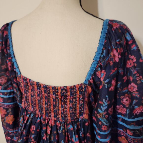 NWT free People Endless Afternoon Boho Mini Dress Balloon Sleeve  SZ L - Picture 4 of 16